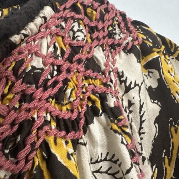 Natural Life Maxi Dress Women M Brown Floral Thick Stitching Boho Muumuu Country - Picture 4 of 16